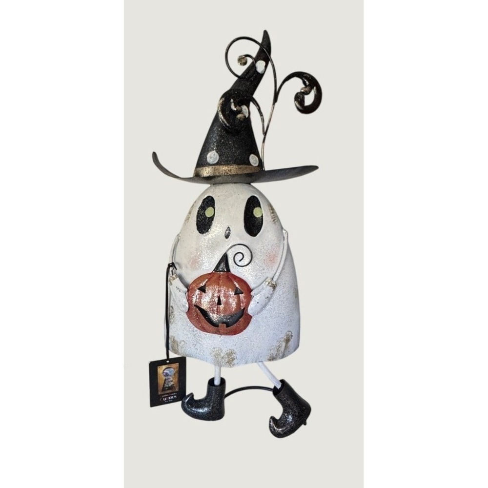 Cynthia Rowley Curious Halloween Ghost Metal Figurine Witch Hat Pumpkin Decor
